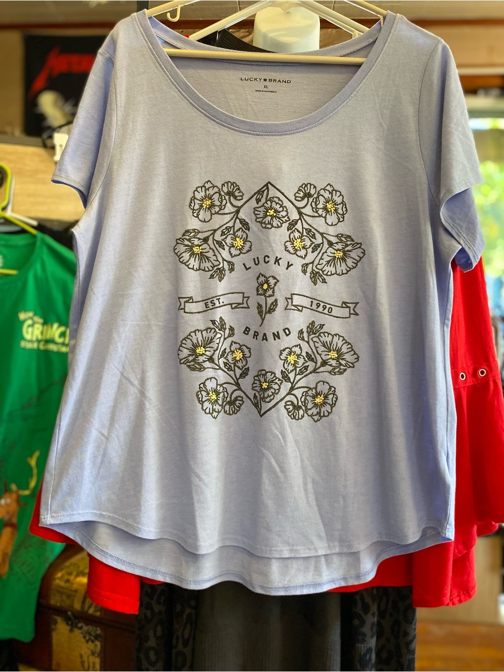 Lucky Brand Lavender Floral Graphic Short Sleeve Tee